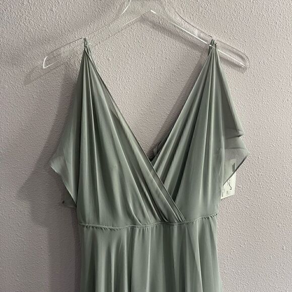 Jenny Yoo Collection Cassie Mineral Green Gray Dress Sz 8 - Picture 5 of 10